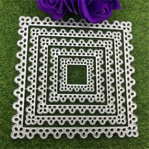 5 sizes square lace photo frame hand embossed DIY album scrapbook greeting card decoration metal cutting mold