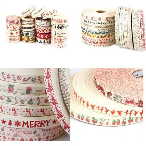 5Yards Length 1.5cm Wide Multi Option Hand Made Design Printed Cotton Ribbon for DIY Sewing & Packing Supplies