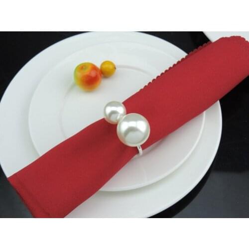50pcs Simple creative decorative napkin ring towel ring metal large pearls napkin buckle Hotel wedding banquet table decoration