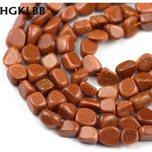 HGKLBB 4~8mm Natural Gold Sand Stone beads Irregular Gravel Loose spacer beads for Jewelry making bracelets DIY accessories 15