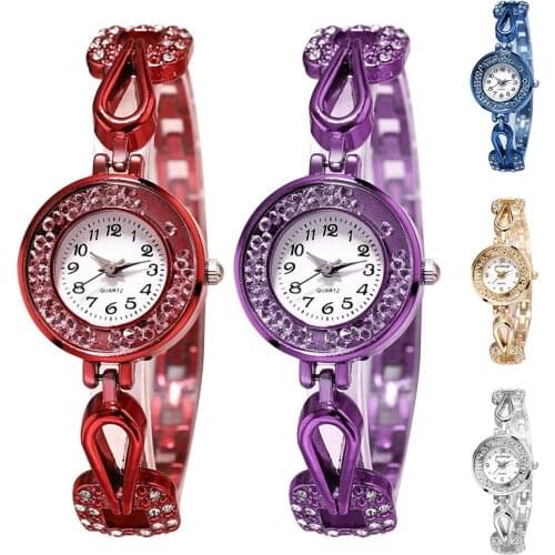 Lady Watches for Women Arabic Number Analog Quartz Wristwatch Women Wrist Watch Quicksand Rhinestone Alloy Band Watches