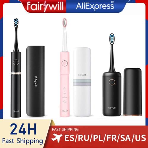 Fairywill Sonic Whitening Electric Toothbrush P11 Rechargeable USB ADA Accepted Waterproof IPX7 Clean 4 Heads and 1 Travel Case