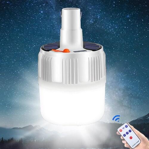 Rechargeable Bulb Lantern led Portable Camping Light Outdoor Solar Lights Lighting With Remote Control 60W 80W 100W Tent Lamp