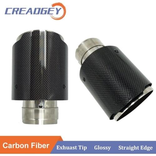 1 Piece Stainless Steel Exhaust Pipe Carbon Fiber Tail Tips For AK Car Modification Universal Straight Black Chrome Muffler
