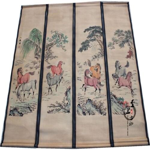 Chinese landscape painting murals of antique calligraphy and painting calligraphy Feng Shui four screen eight