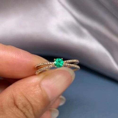 Natural Emerald Ring 925 Silver Ladies Ring Luxurious Atmosphere Dignified and Elegant 3.5*3.5mm