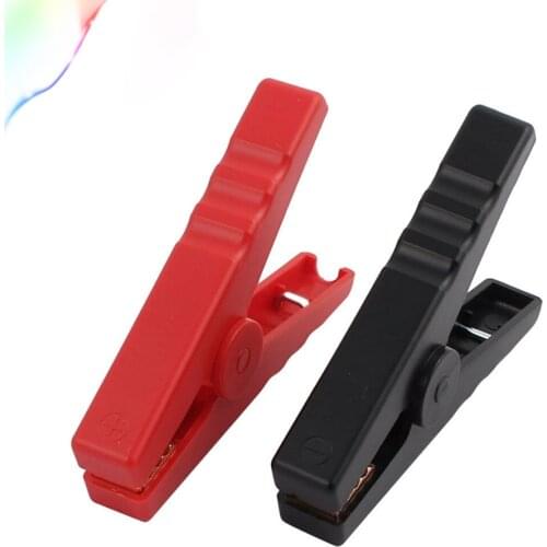 2Pcs Plastic Insulated Coated Copper Boots Car Battery Alligator Clip Test Clamp Black Red 200A for Car Auto Vehicle