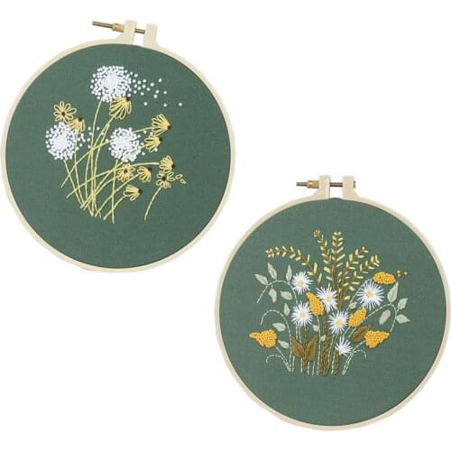 1Pcs DIY Stamped Embroidery Kit with Flowers Plants Pattern Embroidery Cloth Color Threads Tools Embroidery kits for Beginners