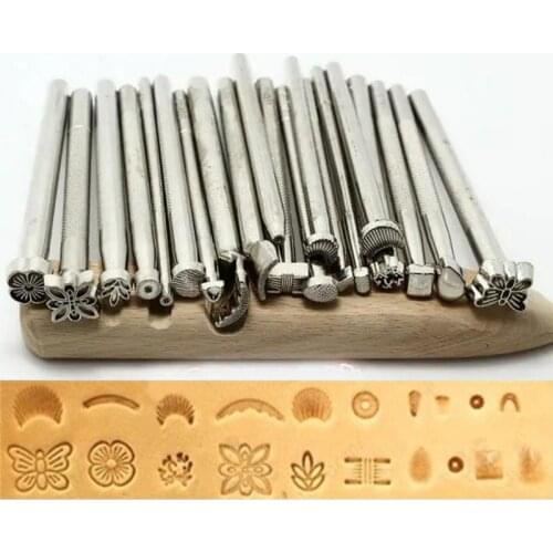20PCS Leather Tools Working Saddle Making Set Carving Craft Stamps Punch DIY Tool Leathercraft Tool Sets WWO66