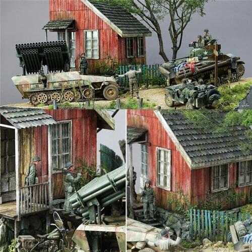 DIY Military Building Model Kits World War II German Soldier Shelter House Wood Cabin 1:35 Scale Model Kits