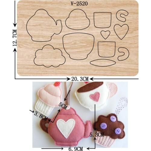 New Cup, teapot, ice cream, felt wooden dies cutting dies for scrapbooking Multiple sizes V-2520