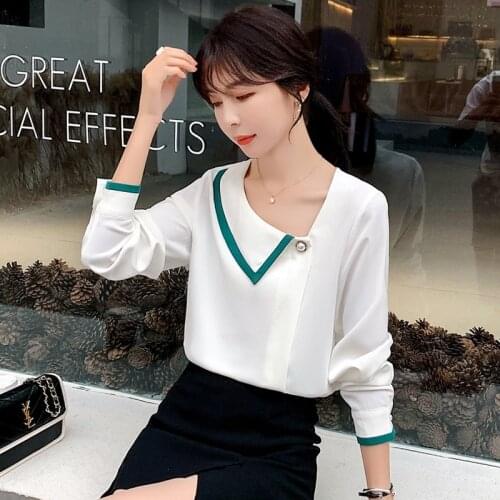 Autumn Ladies Shirts Womens Tops and Blouses 2020 Chiffon Shirt Female V-neck Long Sleeve Shirt Women Tops Blusas