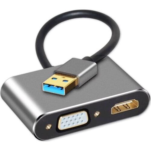 USB 3.0 to HDMI-compatible VGA USB HD port cable converter suitable for PC laptop Windows 7/8/10 OS HD projector