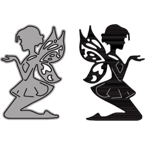 Cutting Dies Beautiful Butterfly Wings Elf Kneel Down Slim Girl For DIY Scrapbooking Embossing Album Paper Cards Dies 2021New