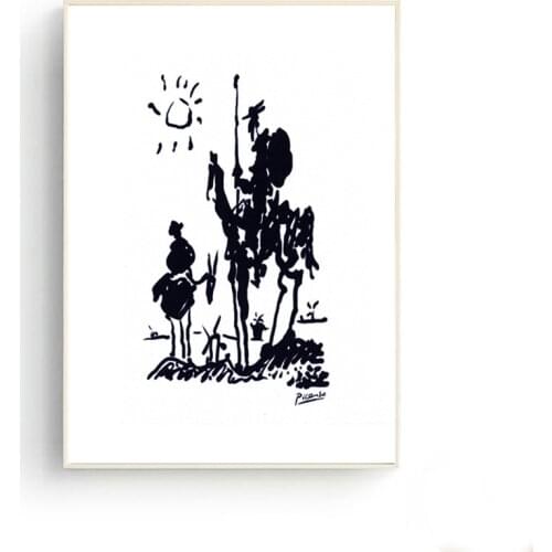 Picasso Simple Line Drawing Don Quixote Prints Wall Art Canvas Pictures for Living Room Office Decor Home Decoration