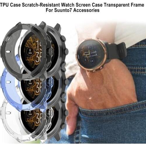 Smart Watch Transparent TPU Protective Case for Suunto7 Anti-scratch Watch Screen Skin Cover Clear Frame
