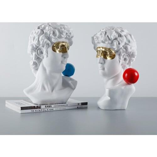 European luxury decoration resin head sculpture artwork modern home decoration living room study retro abstract figure statue