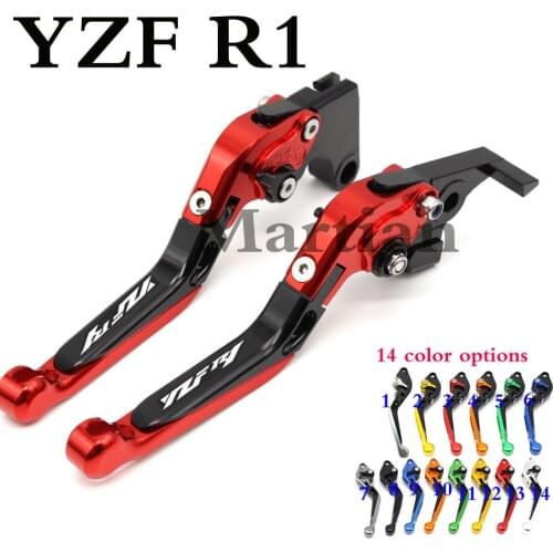 With Logo(YZF R1) Adjustable Folding Motorcycle Brake Clutch Levers For Yamaha YZF R1 2004 2005 2006 2007 2008