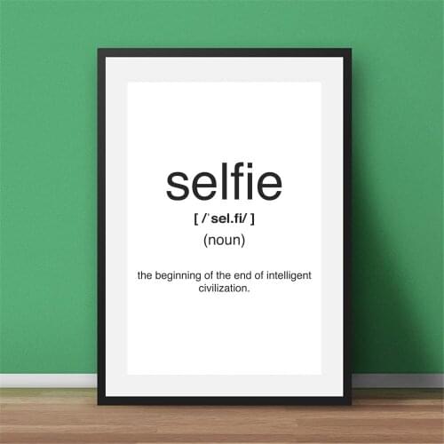 Selfie Definition Poster Canvas Painting Inspiration Print Wall Art Picture for Living Room Interior Home Decor Motivation