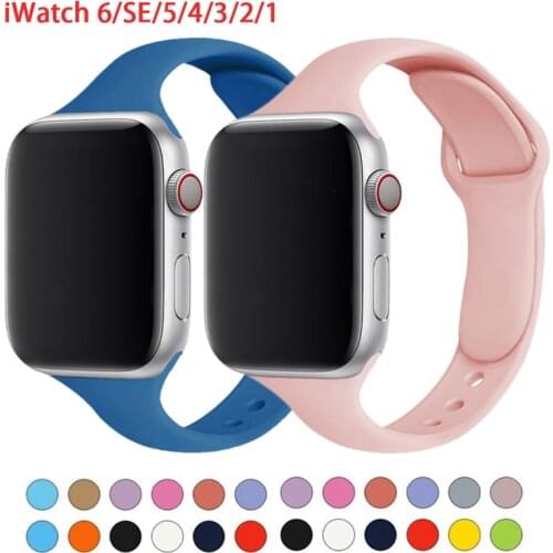 Slim Silicone Strap For Apple Watch Band 44MM 40MM 38MM 42MM Soft Wrsit Correa Belt Bracelet iWatch Series 6 SE 5 4 3 Watchband