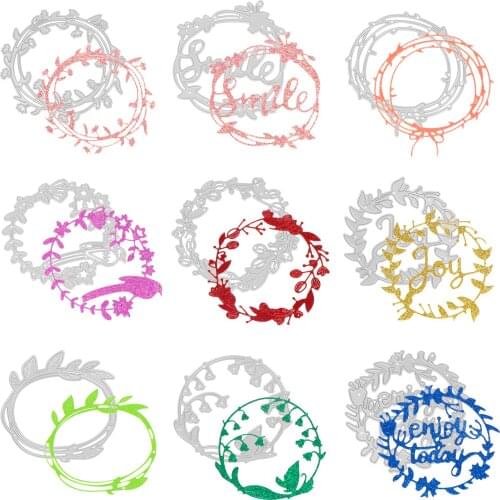 9 Pieces Wreath Cutting Dies Metal Flower Wreath Garland Cutting Dies Stencils
