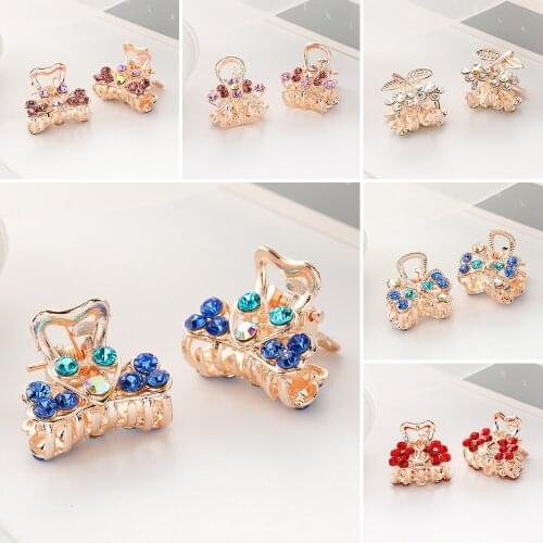 WYBU A Pair Hair Claw Clip Metal Hair Claw Sparkly Crystals Claw Curl Setting Section Hair Clips Hairpins