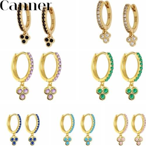 Canner Huggie Earrings For Women Sterling Silver Korean Zircon Earings Flower Piercing Jewelry 2021 Trend Pendiente Plata 925 W5