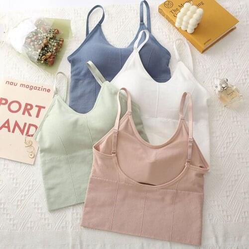 Women Tank Crop Top Seamless Underwear Female Crop Tops Sexy Lingerie Intimates Fashion With Padded Camisole White Pink Black