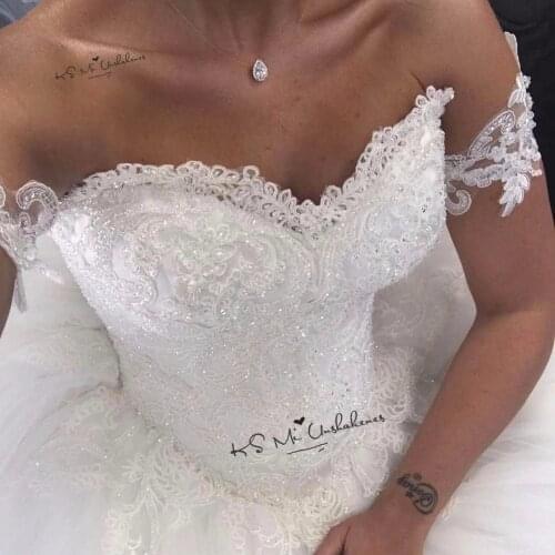 Vestido de Novia 2020 New Arab Ball Gown Wedding Dresses Sweetheart Lace Wedding Gowns Plus Size Bride Dress Short Sleeve