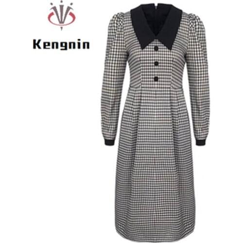 2021 Summer Vintage Women Loose Dress Asymmetrical Pleated Ladies Vestidos Dress Puff Sleeve Harajuku Female Robe Dress KE1135