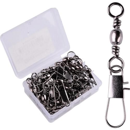 10/50pcs Rolling Swivel Fishing Connector Pin Bearing Interlock Snap14#-3/0# Fishhooks Lures Carp Fishing Accessories