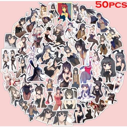 50pcs Japanese Anime Bunny Girl Sticker Waterproof Sunscreen Graffiti Sticker PVC Childrens Toy Sticker