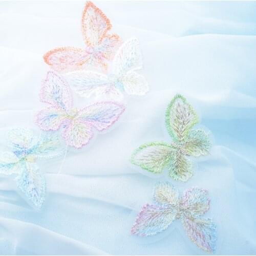 100pcs Lace Butterfly Embroidered Sew On Patches for Clothing Organza Applique Fabric Dress Clothes Sticker Sewing Accessories