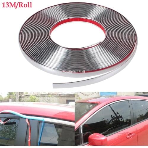 13m/roll Car Styling DIY Door PVC Chrome Moulding Trim Sticker Strip 6MM 8MM 10MM 12MM 15MM 18MM 20MM 25MM 30MM Width