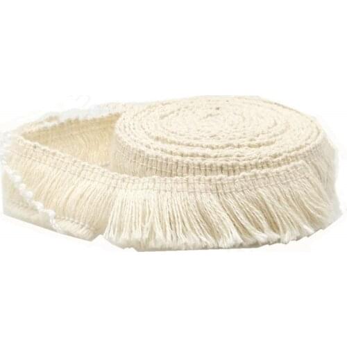 2 Yards 2 cm Wide Cotton Tassel Fringe In Beige. white thin Lace Sewing Decoration 5BB5468