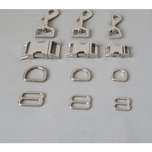 20Sets/Lot Inner 10mm 15mm 20mm 25mm Webbing Metal Buckle Carabiner D Ring Sider Hook For Cat Dog Collar Lobster Clasp Accessory