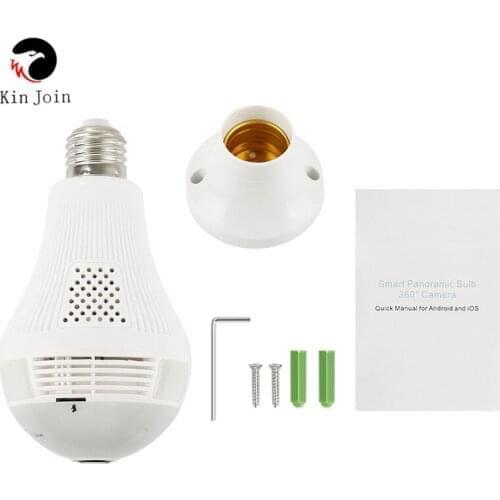 360 degree fisheye lens Wi-fi wireless LED light panoramic surveillance camera IP camera 1080P full HD 2mp