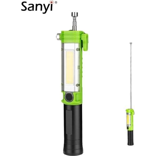 5 Modes COB XPE LED Flashlight Working Light Magnetic Pick Up Rod Tool Portable Lantern Hanging Hook Lamp With Hammer Cutter
