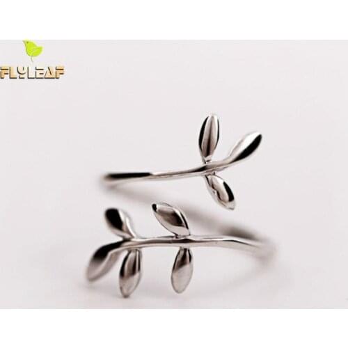 925 Sterling Silver Double Leaves Open Rings For Women Forest Style Lady Girl Gift Fine jewelry Flyleaf