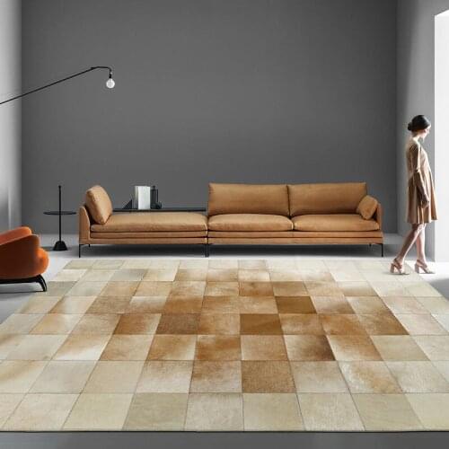 American Style Cowhide Patchwork Rug , Big Size Genuine Cow Skin Fur Carpet, Plaid Decorative Living Room Rug