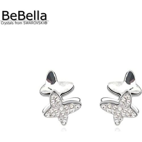 BeBella 3 colors women crystal butterfly earrings made with Austrian crystals from Swarovski for women gift