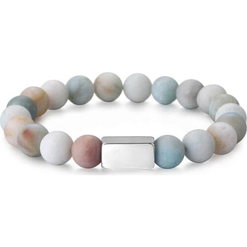 Engraving ID Bracelet for Men Women 10mm Natural Stone Bead Lava Eagle Tiger Eye Stone Bracelet Stretch 17-20cm Dropship PZ011A