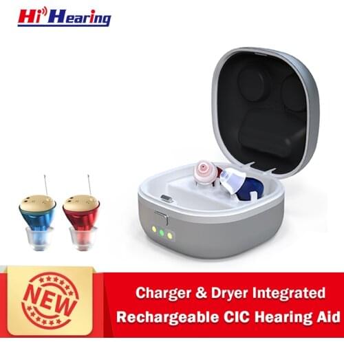 Digital Rechargeable CIC Hearing Aid Earmold Invisible Earbuds With Recharge Charger Case Hearing Aid Dryer Hearing Aids