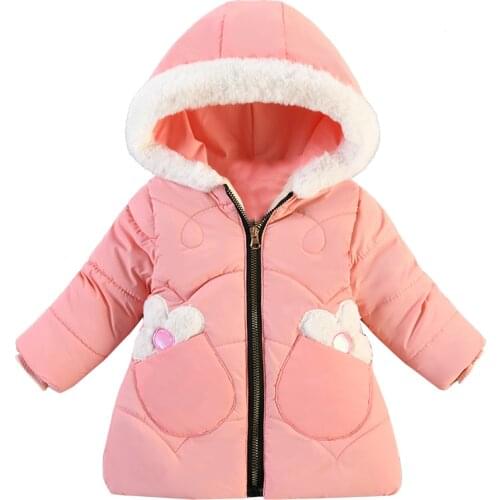 Fashion Toddler Baby Girls Jackets Children Winter Coats Keep Warm Hooded Kids Clothes Windproof Outerwear Girl Clothing 1 2 3Y
