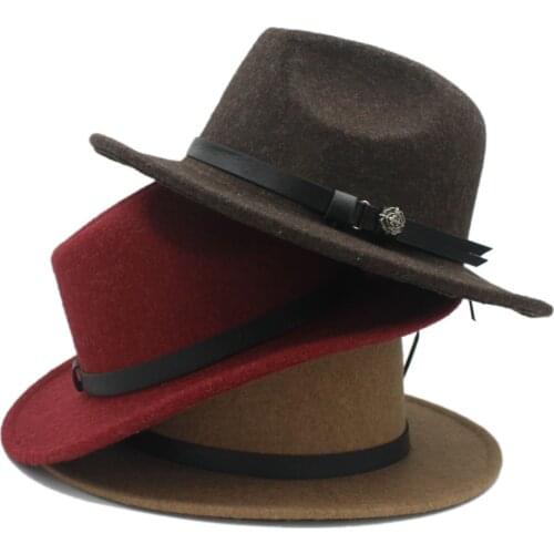 100% Wool Womens Mens Kentucky Derby Hats Classical Gentleman Wide Brim Felt Woolen Fedora Hats For Floppy Cloche Top Cap 20