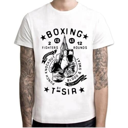 Printed Brand Men T-Shirt Boxing T Shirt Print Summer Short Sleeve O- Neck White Printed Tee men clothing W1