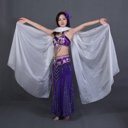 Hot sale 8 colors dyed 100% pure natural silk veils for belly dance 270cm long for dancer show on the stage hand veil