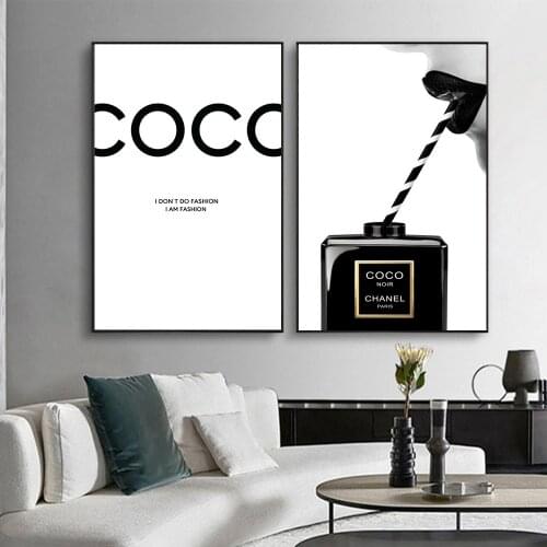 Canvas Painting Black Perfume Wall Posters Prints Pictures For Living Room Fashion Art Couture Vintage Home Decoration No Frame