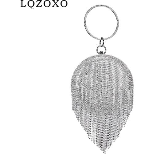 Circular Tassel Women Clutches Rhinestones 2021 New Design Party Wedding Evening Bags For Wedding Purse