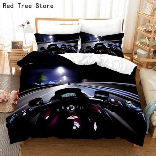 Cool Motorcycle 3D Printed Bedding Set Game Sports Series Duvet Cover Pillowcase For Boys King Single Double Comforter Bed Linen